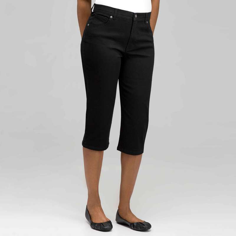 Classic Denim Straight Leg Capri, Black, large image number 0